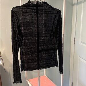 Black Sheer Long Sleeve Top